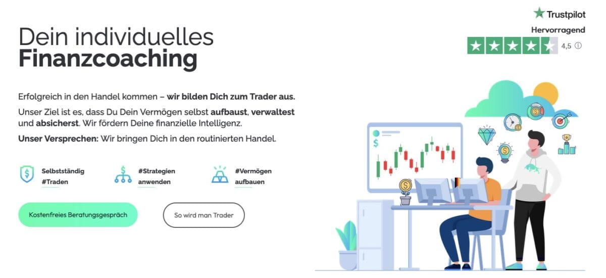 Screenshot der Webseite von finance.coach