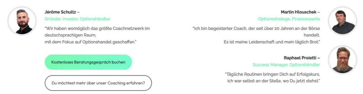 Screenshot der Coaches von finance.coach