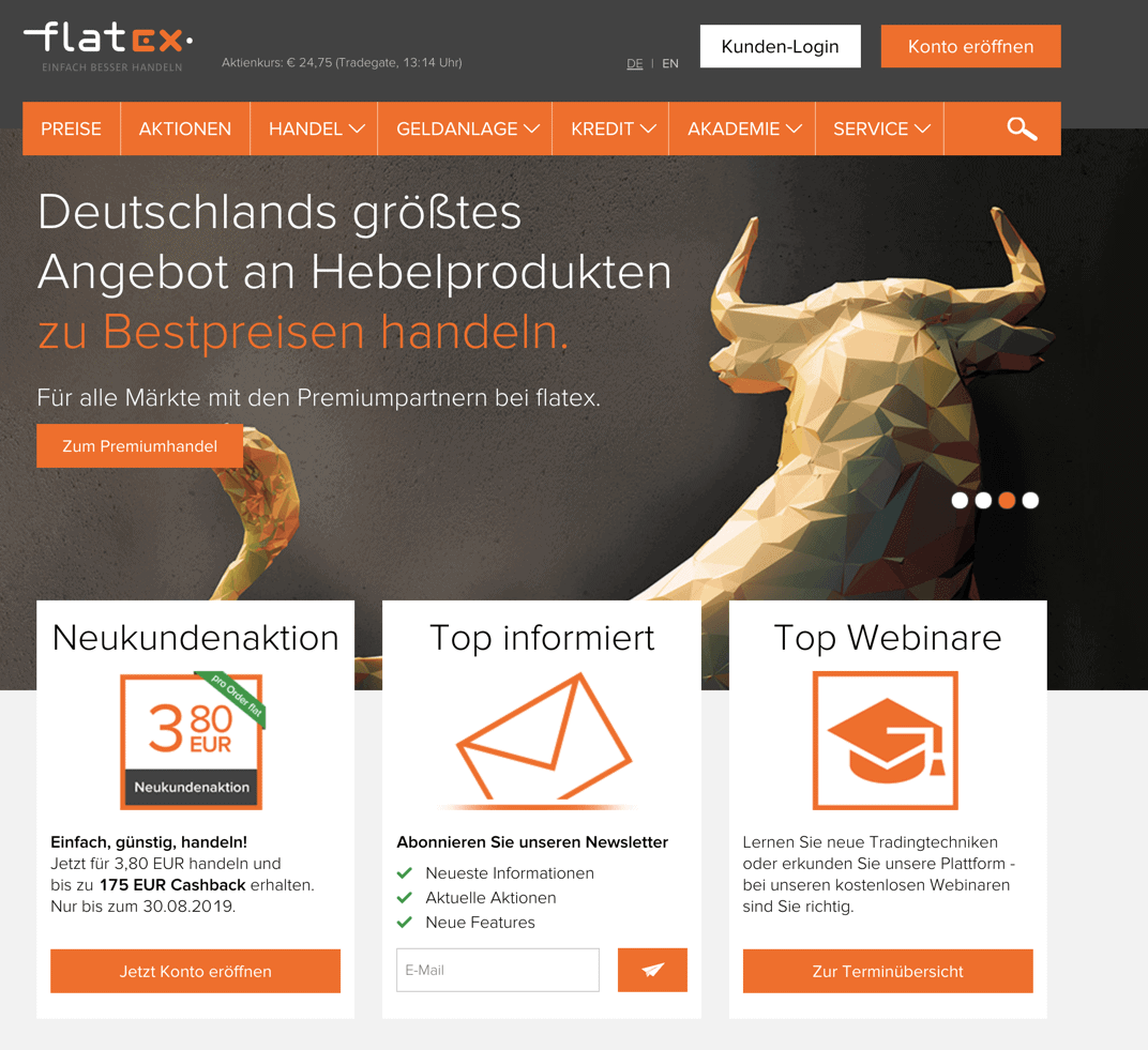 Flatex Webseite