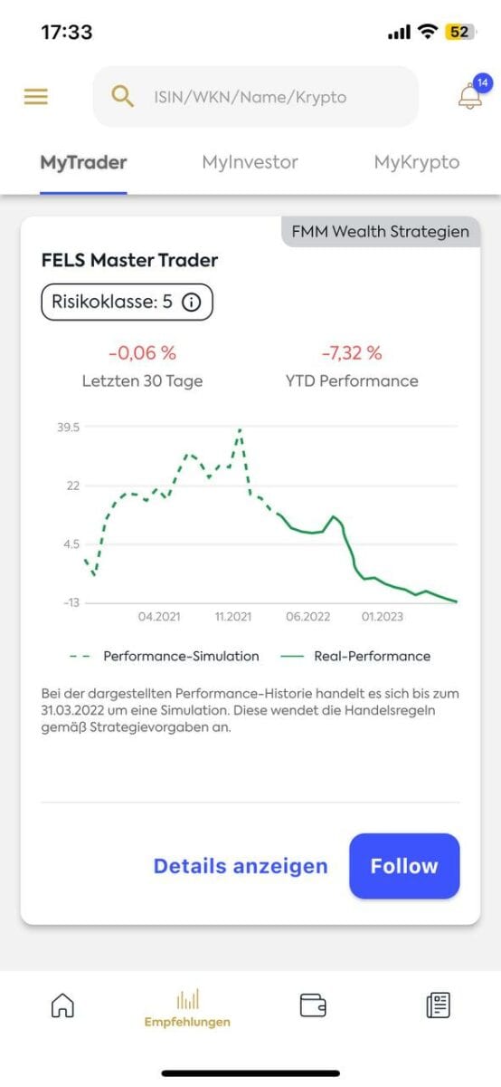 followmymoney app mytrader master trader strategie