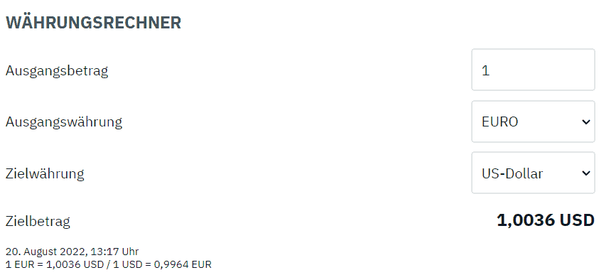 Währungsrechner von ntv