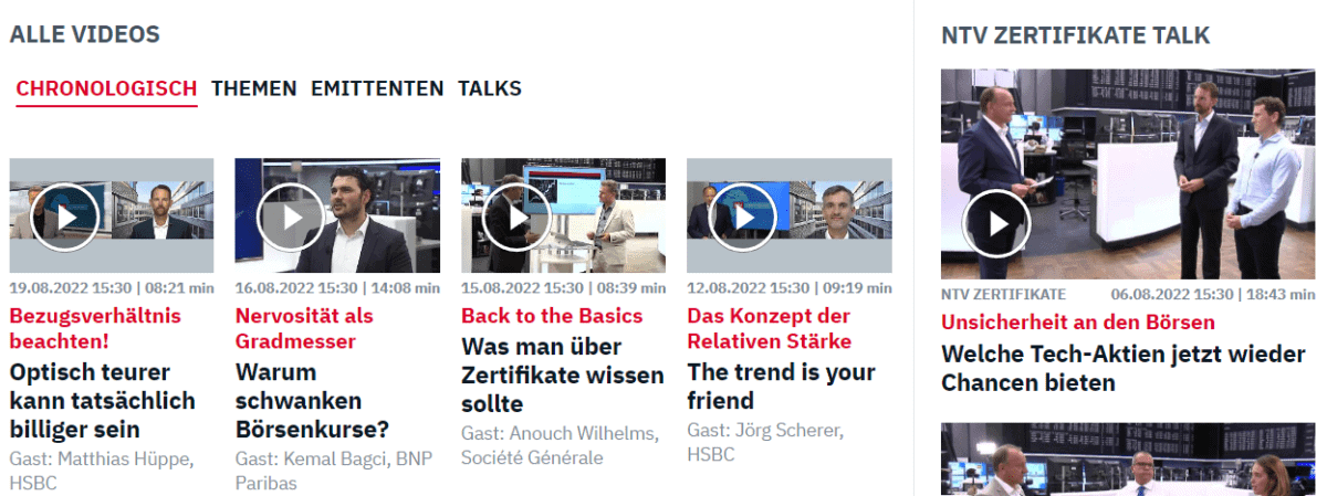 ntv Zertifikate Talk