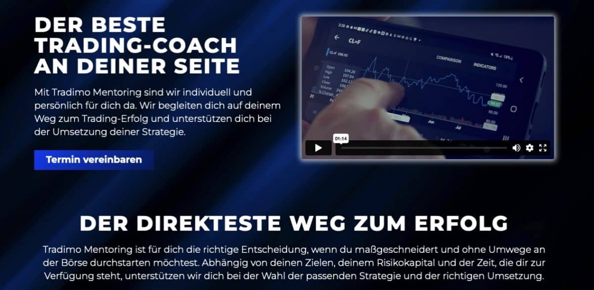 Screenshot von Tradimo Mentoring